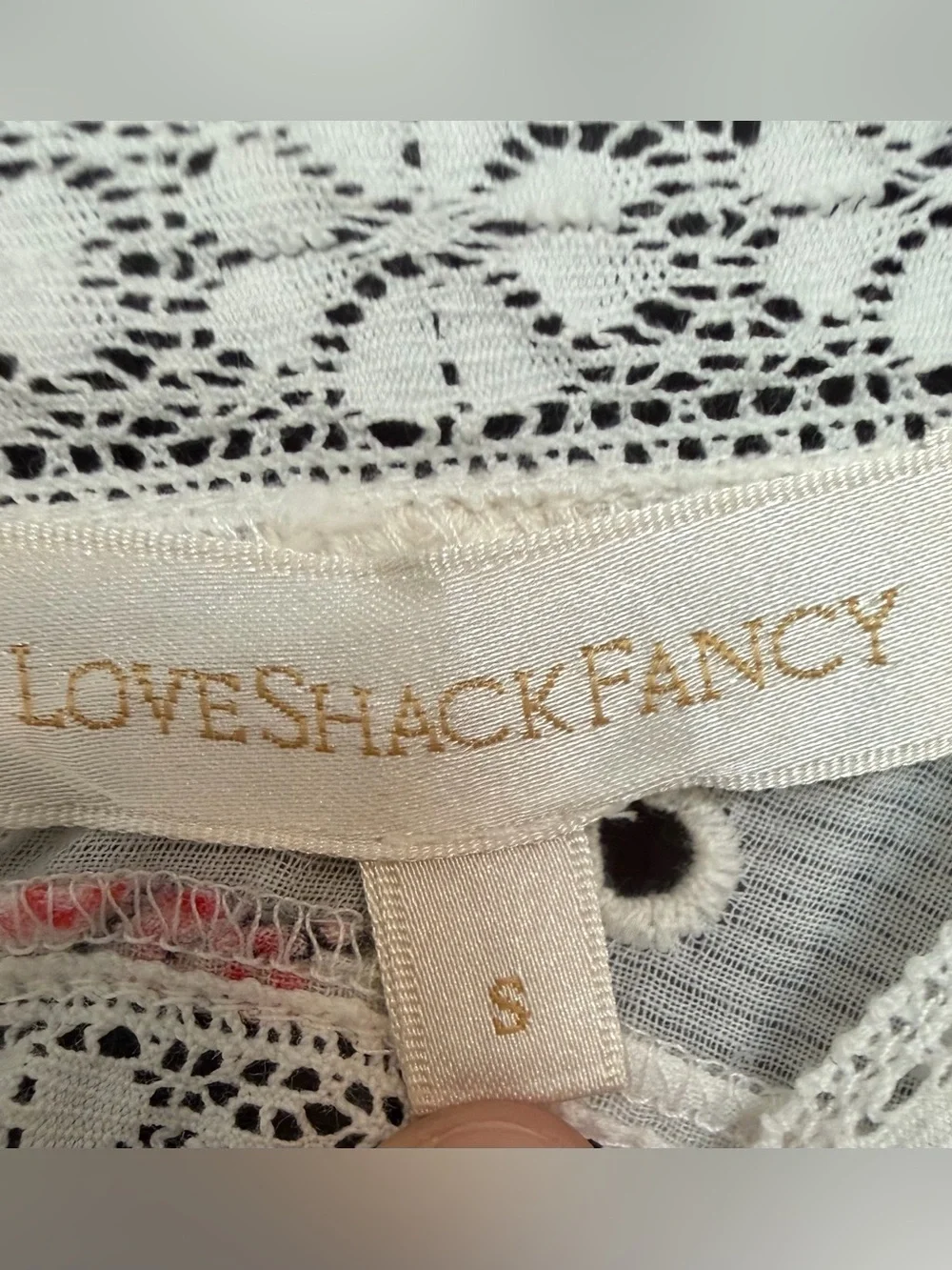 LoveShackFancy Tilda Top in French Cream/Pink Floral, Size Small